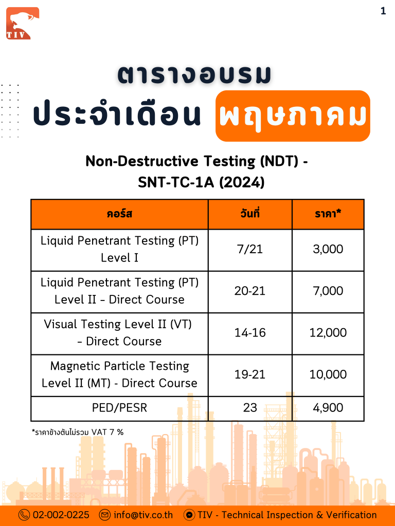 คอร์สอบรม NDT, QAQC ประจำเดือนพฤษภาคม