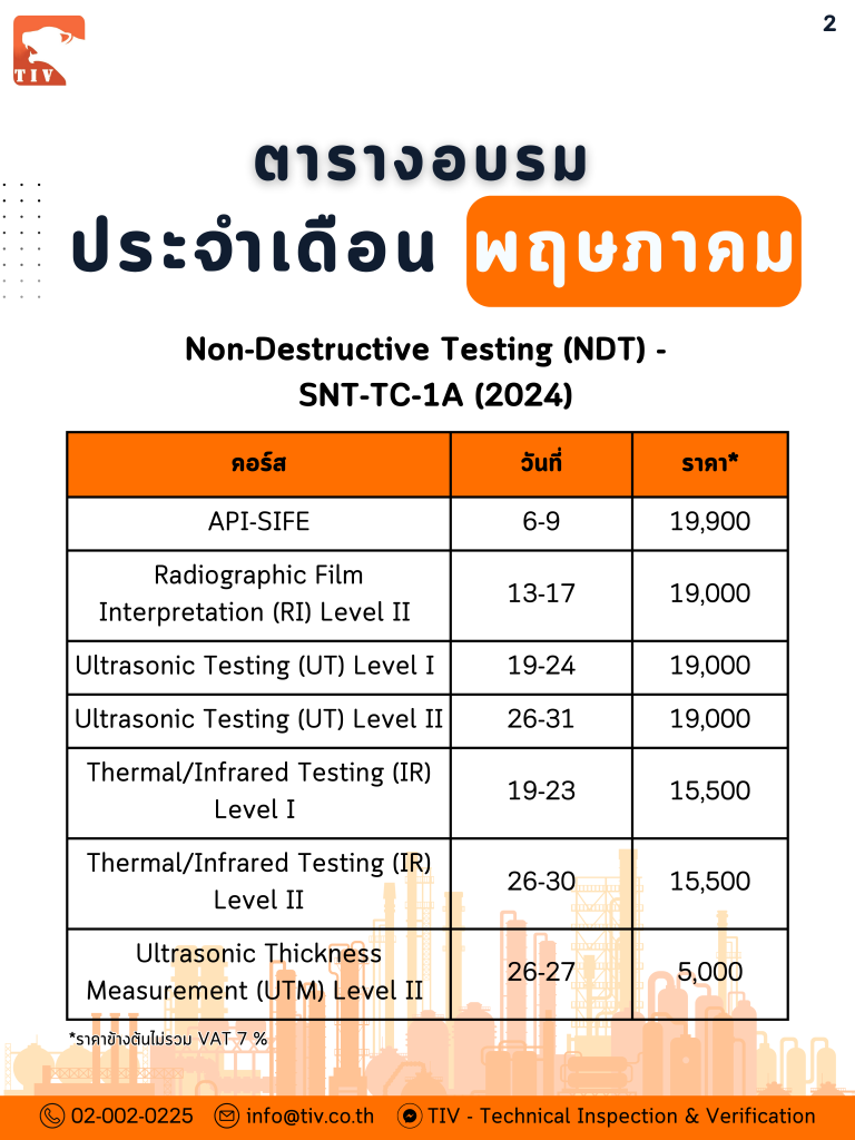 คอร์สอบรม NDT, QAQC ประจำเดือนพฤษภาคม